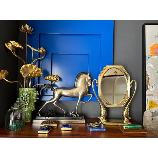 Charles Hollis Jones Art Nouveau Style Brass Vanity Mirror With Swan Motif For Sale - Image 4 of 12