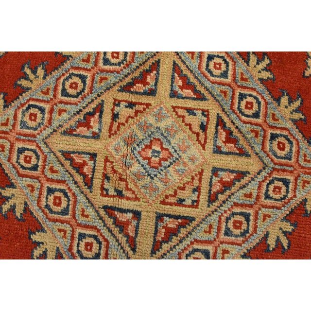 Kazak Rug 5’4” X 7’11” Red Wool Tribal Hand-Knotted Carpet For Sale - Image 9 of 15