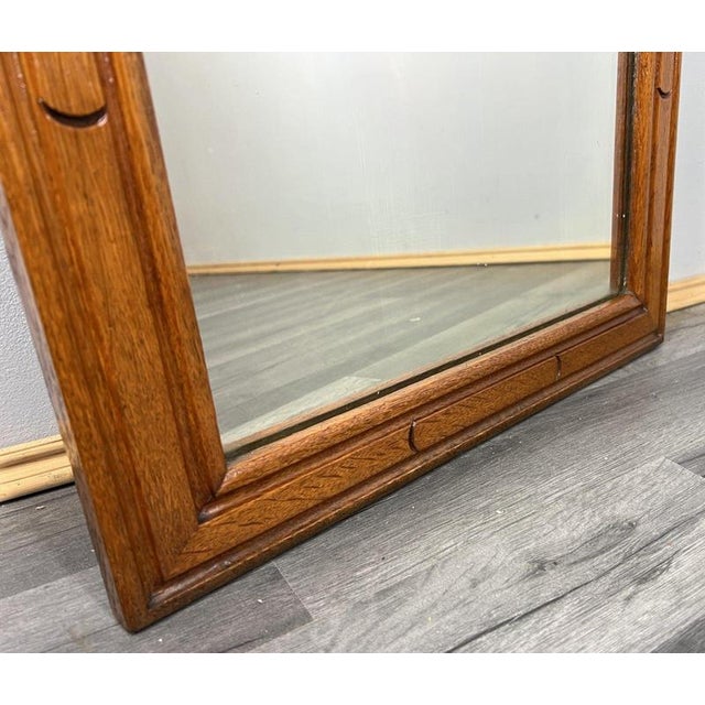 Vintage French Oak Wall Mirror with Carved Frame For Sale - Image 6 of 8