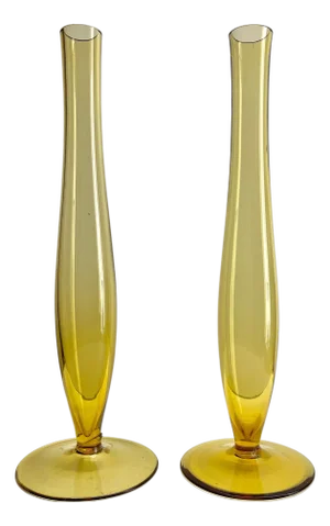 Art Nouveau Amber Glass Vases, 1920, Set of 2