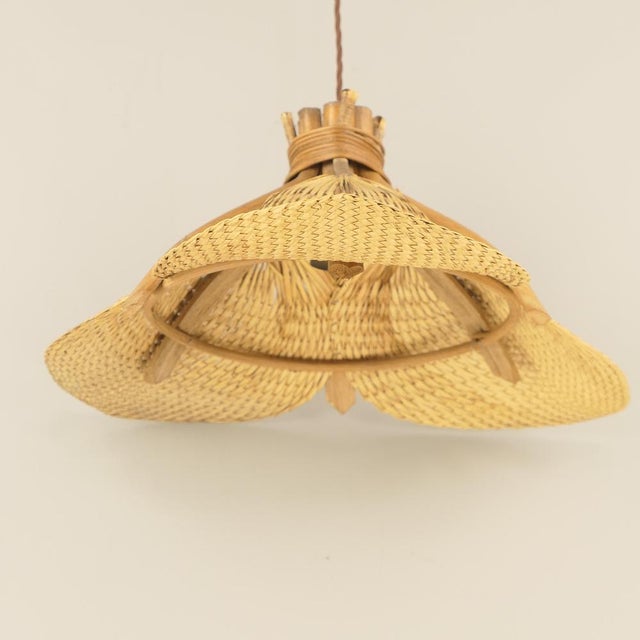 Chandelier in Woven Palm Leaves, Germany, 1970s For Sale - Image 4 of 12