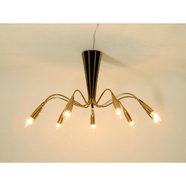 Black Large Mid-Century Modern Brass 9-Arm Sputnik Chandelier, 1950s For Sale - Image 8 of 18
