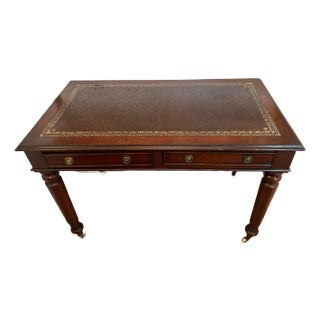 Classic Edwardian Style Mahogany & Leather Writing Desk For Sale