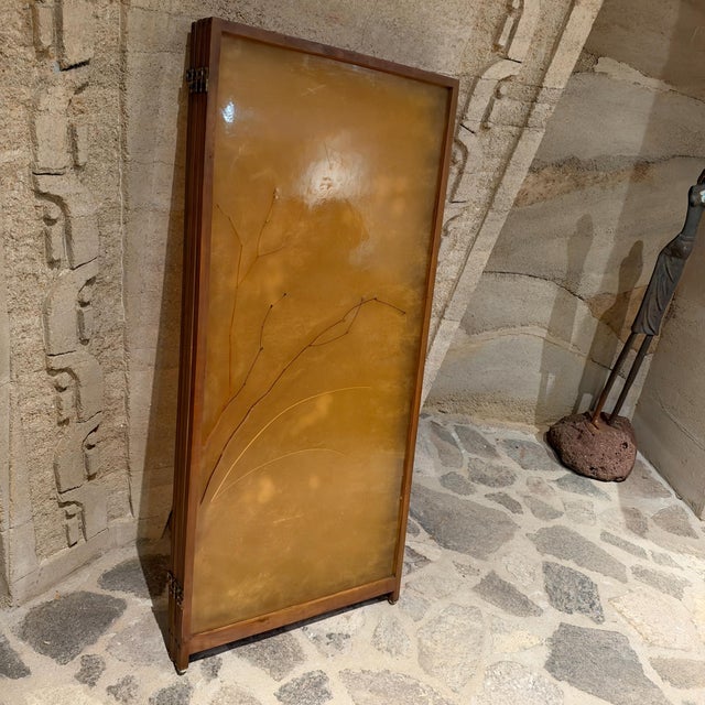 Vintage Japanese Four-Panel Folding Floor Screen Mid Century Organic Modern For Sale - Image 15 of 17