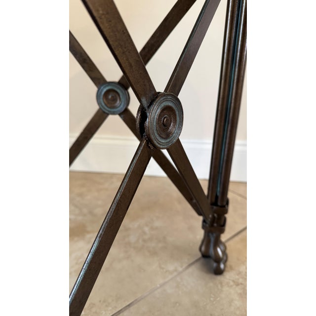 Late 20th Century Maitland Smith Regency Leather & Iron Side Tables, a Pair For Sale - Image 5 of 8