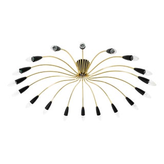 Mid-Century Modern Brass Sputnik Ceiling Lamp, 1950s For Sale