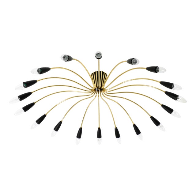 Mid-Century Modern Brass Sputnik Ceiling Lamp, 1950s For Sale