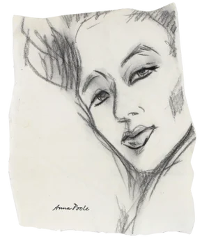 Anna Poole Portrait of a Woman, Graphite on Paper, Late 20th Century Late 20th