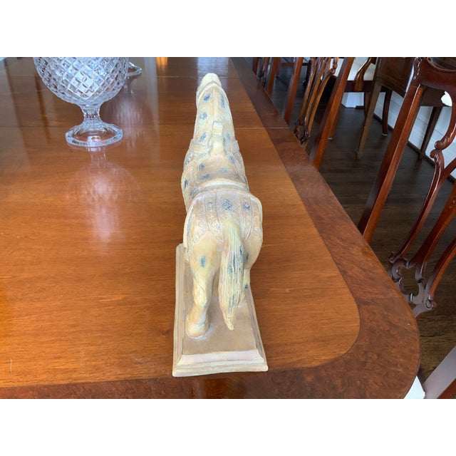 1990s Vintage Wooden Warrior Horse Statue For Sale - Image 5 of 12