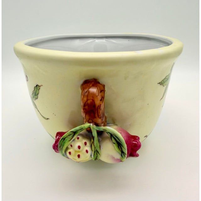 Yellow Vintage Chinese Chinoiserie Porcelain Foot Bath Planter With Pomegranate Handles – Hua Rong Tang Mark For Sale - Image 8 of 11