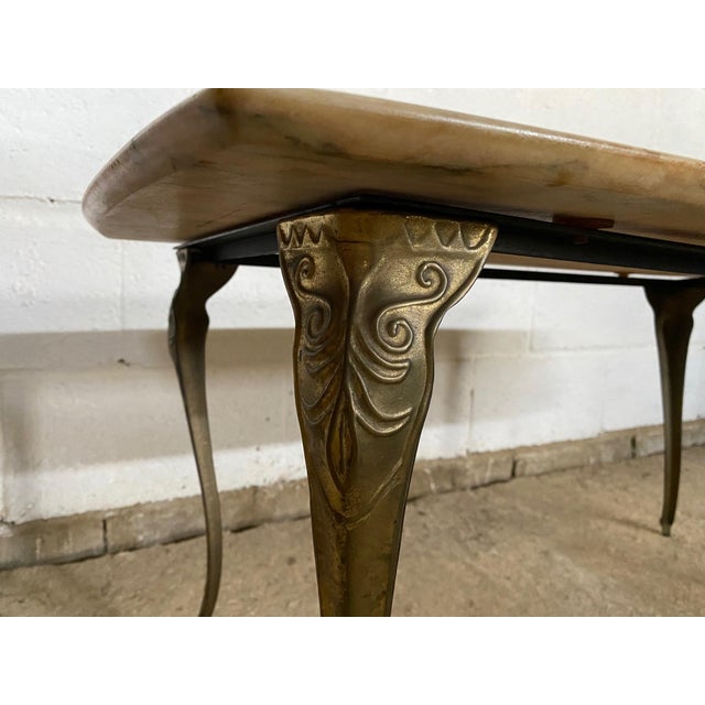 Vintage Marble Coffee Table with Brass Base, 1950s For Sale - Image 9 of 13