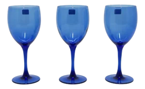 Blue French Wine Glasses From France, Set of 3