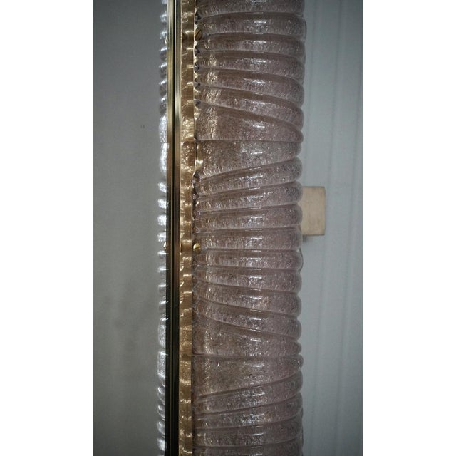 Mid-Century Modern Illuminated Pink Murano Glass and Brass Wall Mirror, 2000s For Sale - Image 3 of 14