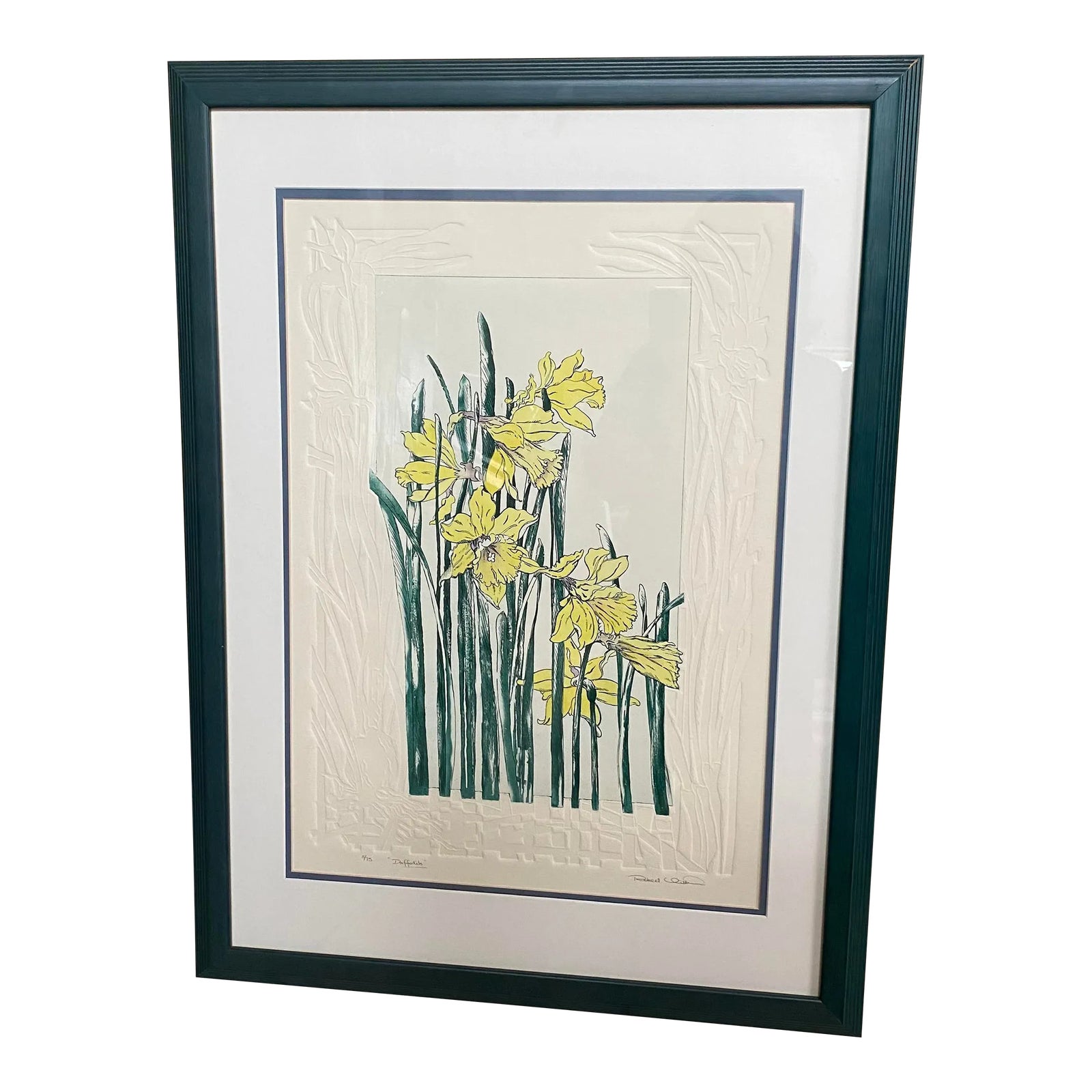 Robert Clibbon Signed Limited Edition "Daffodils” Embossed Color Etching Chairish