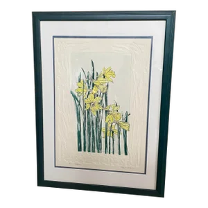 Robert Clibbon Signed Limited Edition "Daffodils” Embossed Color Etching