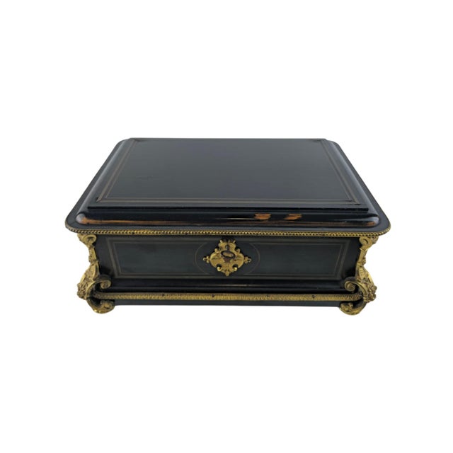 Black French Black Shellac Jewelry Casket with Gilt Bronze Mounts, 1850 For Sale - Image 8 of 8