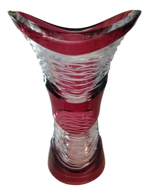 Vintage Caesar Crystal Hand Cut and Hand Blown Red Vase- Poem