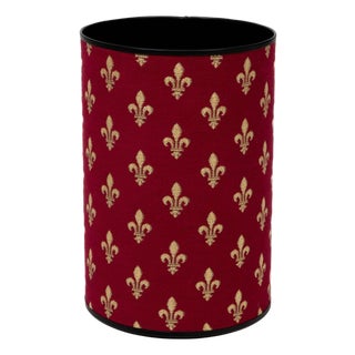 Fleur De Lys - Red Tapestry Waste Bin For Sale