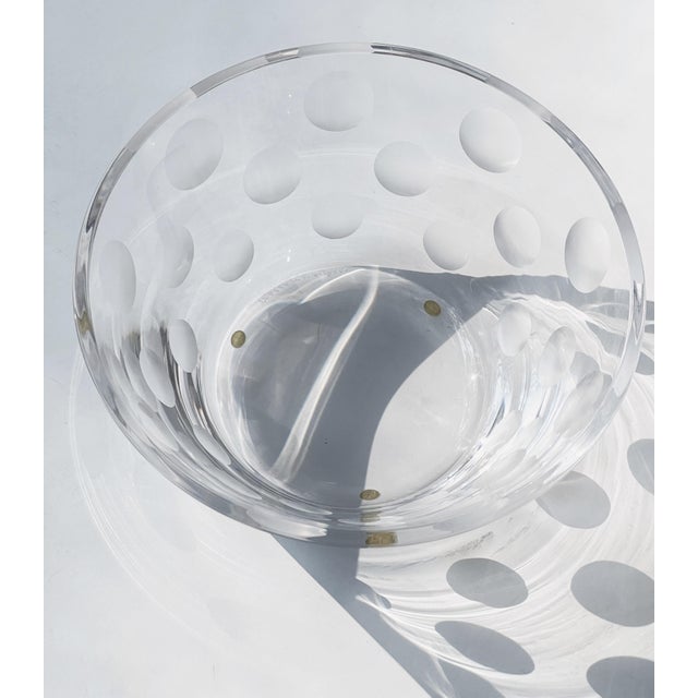 Mid-Century Modern Swedish Art Crystal Bowl by Artist Anne Nilsson for Orrefors With Cut Dot Pattern Signed For Sale - Image 3 of 5