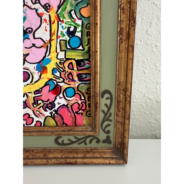 2020s Serg Graff "Find Mr. Squiggle" Abstract Acrylic Painting Framed Outsider Art Coa For Sale - Image 5 of 8