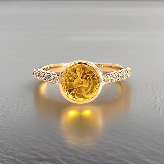 Traditional Natural Sapphire Diamond Ring 6.5 14k Y Gold 2.28 TCW Certified For Sale - Image 3 of 18