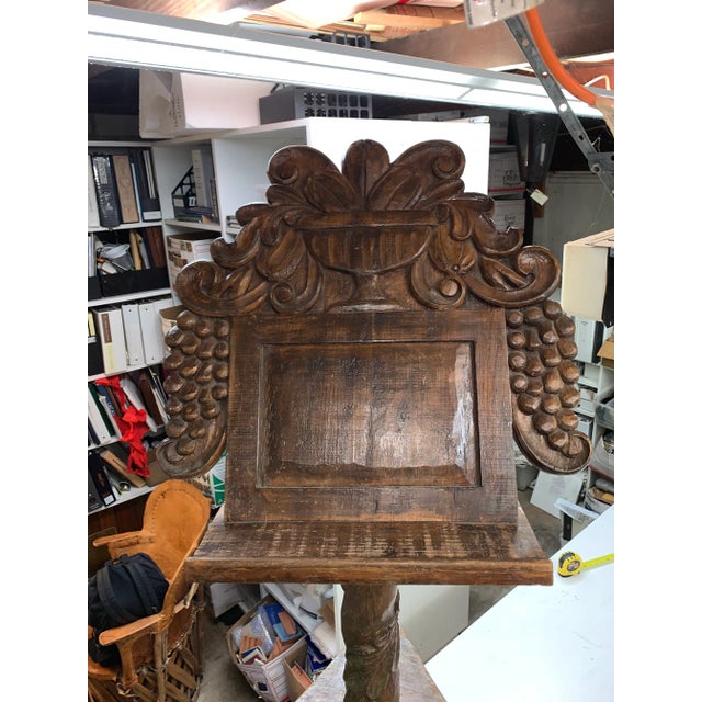 Traditional 1970s Spanish Colonial Style Hand Carved Book Stand For Sale - Image 3 of 12