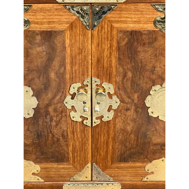1980s Vintage Korean Elm Burl Brass Bound Bandaji Scholars Chest For Sale In Boston - Image 6 of 10
