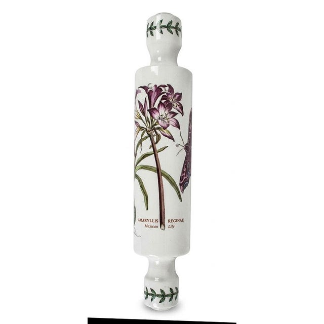 English Vintage Portmeirion Botanic Garden Ceramic Rolling Pin - Amaryllis Regine For Sale - Image 3 of 5