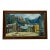 Vintage Framed Mountain Town Landscape Painting, Rustic Village Scene With Alpine Peaks For Sale