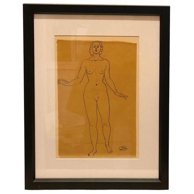 DETAILS A vintage or antique drawing on paper study of a standing nude female figure. TITLE Femme nue Debout PROVENANCE...