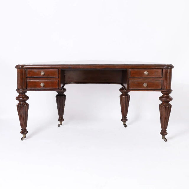 British Colonial Style Demi-Lune Leather Top Desk For Sale - Image 10 of 10