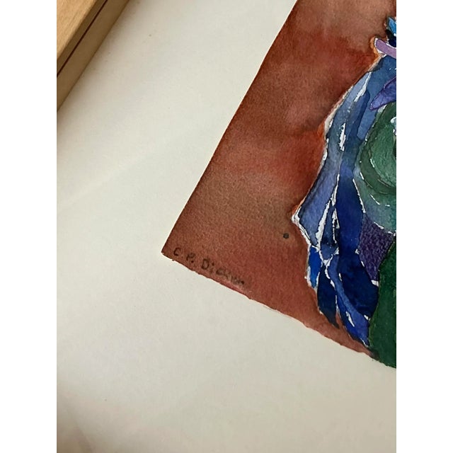 Vintage Boho Original Watercolor Portrait on Paper For Sale - Image 4 of 9