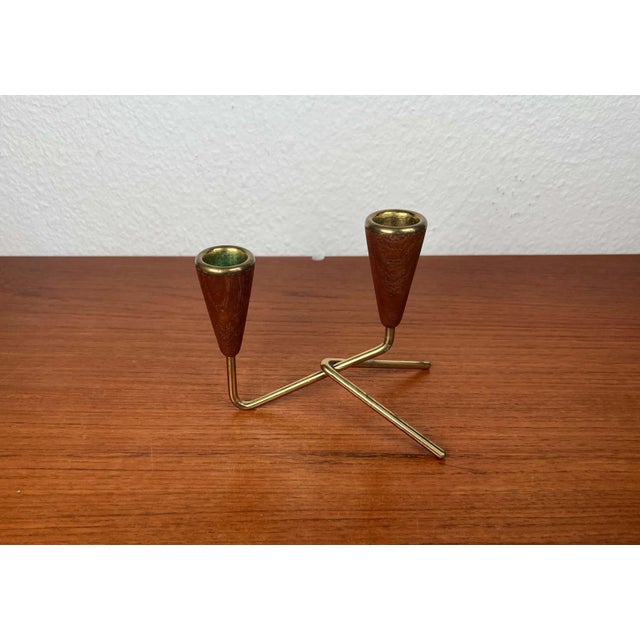 Mid-Century Modern Danish Teak and Brass Candleholder, 1960s For Sale - Image 17 of 18