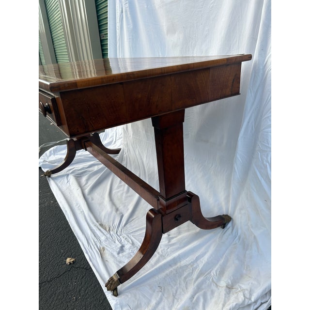 Title Early 19th Century English Regency Mahogany Writing / Sofa Table With Brass Paw Feet For Sale - Image 4 of 9
