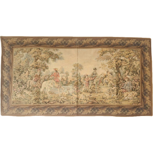 Woven tapestry, 18th-century motif, Germany. Beautiful German tapestry, Rococo style – Jacquard tapestry in the Aubusson...