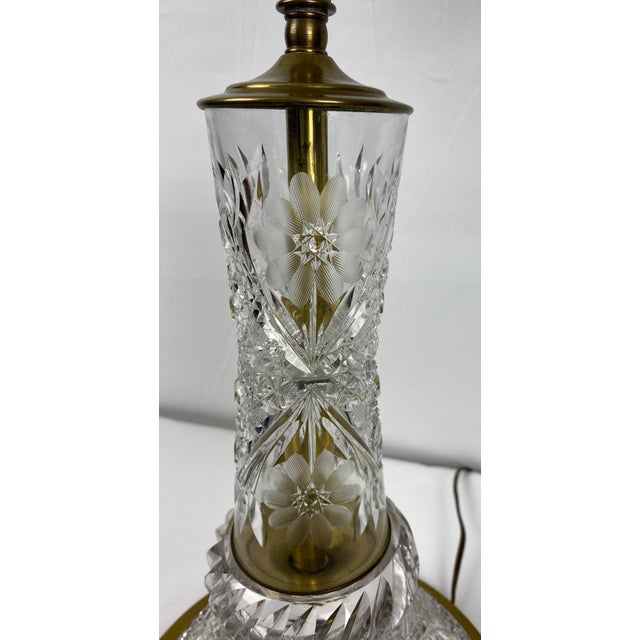 Victorian Style Cut Crystal Lamp With Crystal Shade For Sale - Image 9 of 10