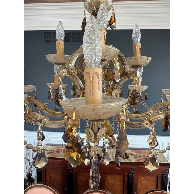 Elegant style bronze, faceted crystal chandelier. This sparkling beauty will make a brilliant impression!