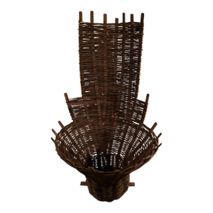 Antique Wicker and Wood Hanging French Harvesting Basket