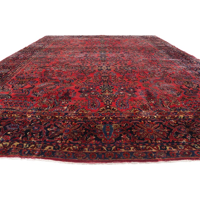 Modern Antique Red Persian Sarouk Rug - 13'06 X 19'05 For Sale - Image 3 of 11