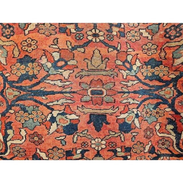 Antique Persian Mahal Sultanabad Rug, Hand-Knotted Wool, Geometric Pattern, Rust & Turquoise, 9x12 For Sale - Image 17 of 17