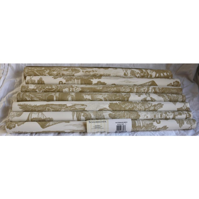 Schumacher 18th Century Rural European Scenic Toile Wallpaper Gold on Cream For Sale In Charlotte - Image 6 of 7