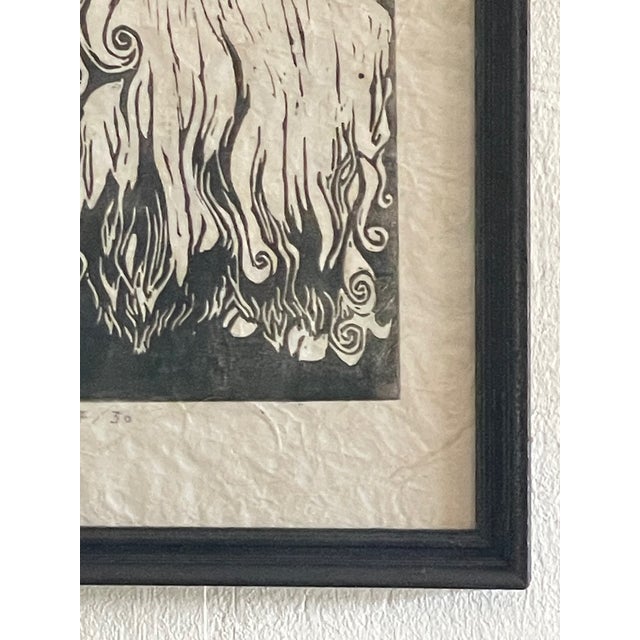 Eastern European Artist, Woolly Ram, 1920s-1940s, Linocut, Framed For Sale - Image 6 of 16