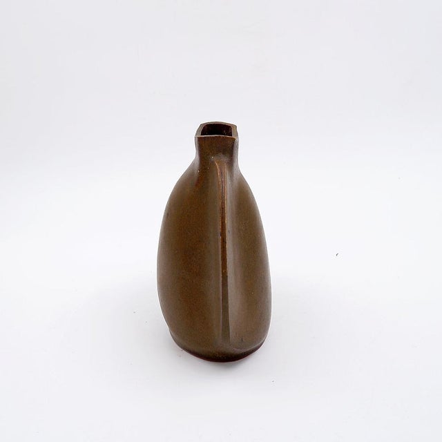 Brown Vintage Abstract Stoneware Ceramic Vase, 1970s For Sale - Image 8 of 16