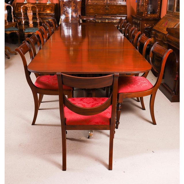 Wood Antique Regency Revival Triple Pillar Dining Table Whytock & Reid 20th Century, 1890s For Sale - Image 7 of 17