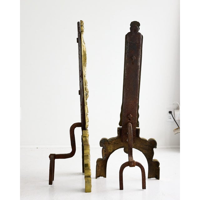 Rococo Early 19th Century French Baroque Bronze Figural Andirons For Sale - Image 3 of 14