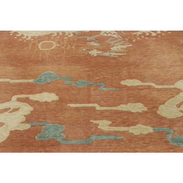 Rug & Kilim Antique Chinese Art Deco Dragon Rug in Terracotta and Beige Pictorials For Sale - Image 4 of 7