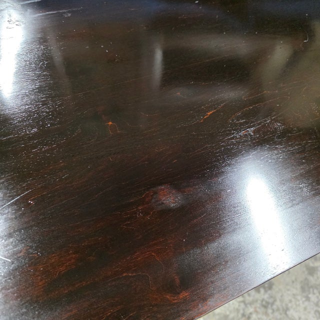 Hollywood Regency Campaign Style Ebonized Mahogany Credenza With Recessed Brass Pulls and Corner Mounts, 1970s For Sale - Image 15 of 15