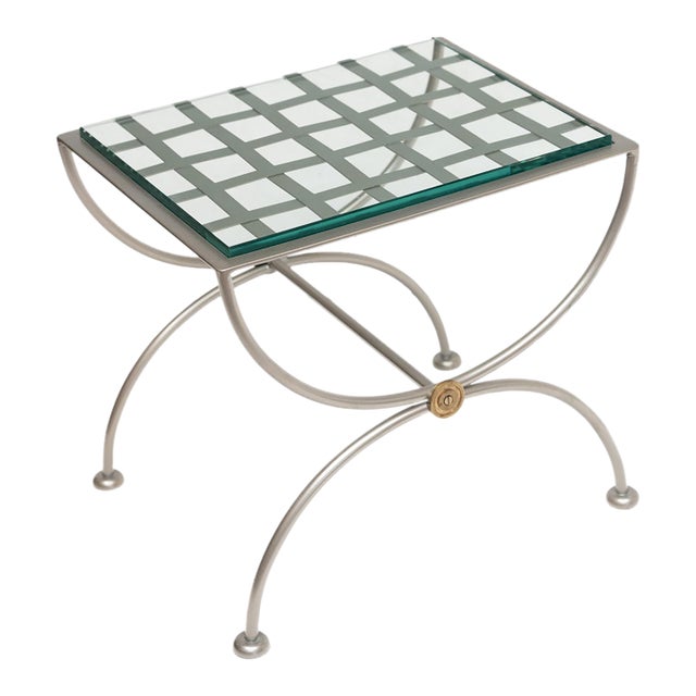 French Modern Occasional or Side Tables of Brushed Steel - Two Available For Sale