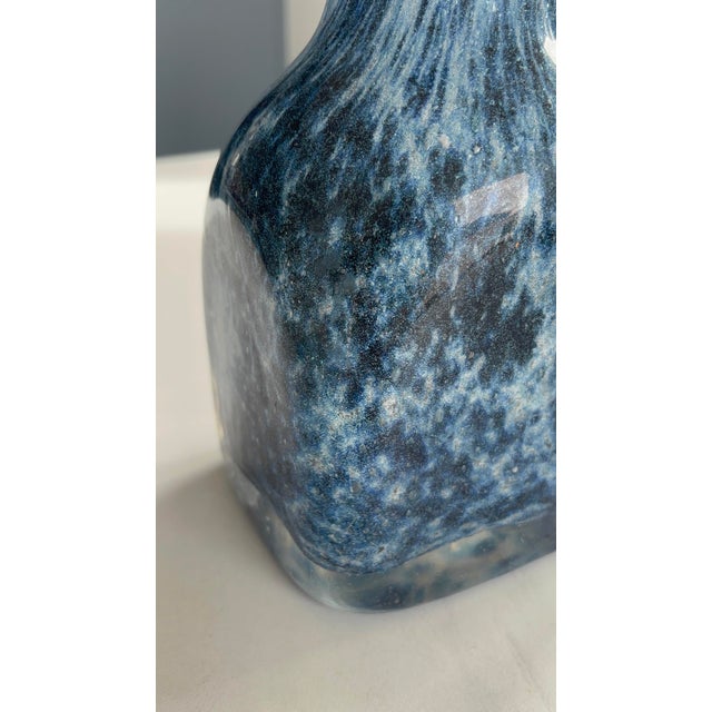 Marbled Blue Blown Glass Carafe with Transparent Handle from Sarner Glas, 1960s For Sale - Image 9 of 14