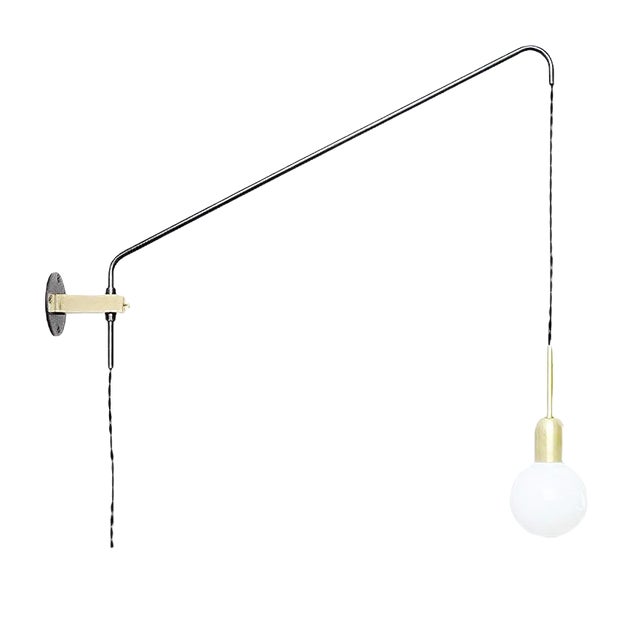 Minimalist Modern Brass & Oxidized Steel Potence Wall Lamp from Balance Lamp For Sale